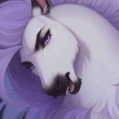 Close-up portrait of an anthropomorphic stallion, hyper-detailed facial features, expressive eyes with deep reflections, realistic fur texture, flowing mane with individual hair strands, cinematic lighting, symmetrical composition, 4k, ultra sharp focus, f...