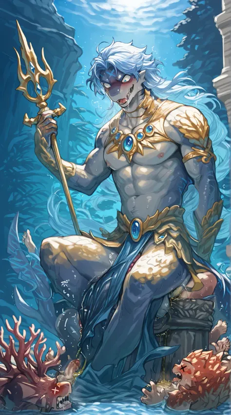 The whole body that is clearly depicted,medically accurate body depiction ,Age 19:45、Switch to a larger image, Cartoon character close-up、Satanic expression             ,  Male shark man   , 8k High Definition Art   , nose, Gigachad's muscular, Razielle IR...