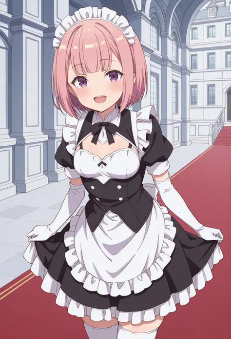 Score_9, score_8_up, score_7_up, source_anime, lululi ashford (girumasu), solo, short hair, pink hair, bob cut, blunt bangs, purple eyes, small breasts, (best quality), (high quality), {masterpiece}, extremely delicate and beautiful, ultra-detailed, beauti...