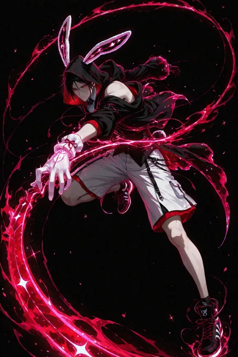 neon art, neon lineart, blue neon lineart, neon silhouette, silhouette, neon colors, glowing, glow effect, bright outlines, vibrant colors, high contrast, dark background, digital art, 1 man, adult, Sebastian Michaelis, Kuroshitsuji, solo, black hair, red ...
