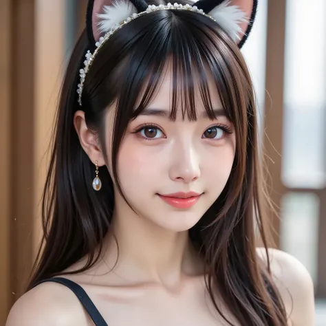 Supreme Masterpiece、 A small cat ear headband、(full body raw photo:1.5), ponytail 、Japan's top idol, CHECK FLARED MINI SKIRT 、Clothes that show off your stomach 、Latex Skinny Ultra Thin Body Stockings 、Bra、 Wide angle shot 、((Magical Experiment Atmosphere ...