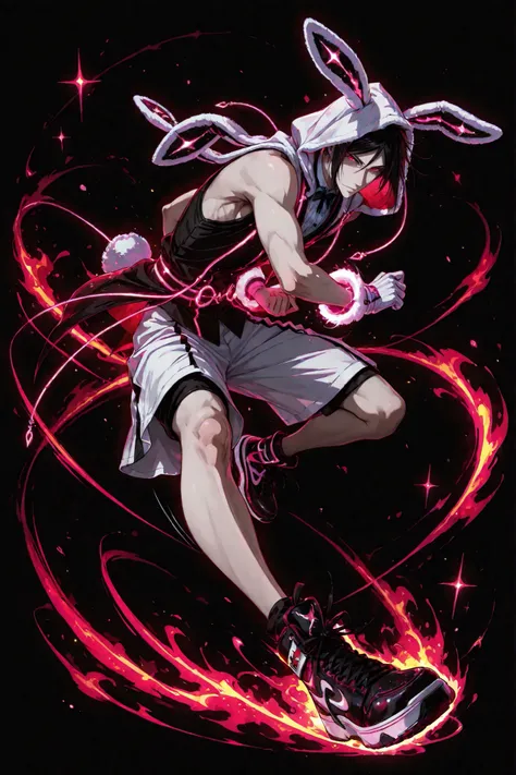 neon art, neon lineart, blue neon lineart, neon silhouette, silhouette, neon colors, glowing, glow effect, bright outlines, vibrant colors, high contrast, dark background, digital art, 1 man, adult, Sebastian Michaelis, Kuroshitsuji, solo, black hair, red ...