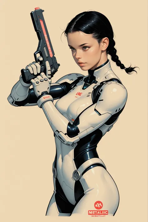 (masterpeace), high quality, (whole body:1.5),((Line Art: 1.5)), ((sci-fi comic style)), ((monochrome)), simple background, action, europian comic, single shot, bust shot, battle action pose,
BREAK
A young girl, slim and muscular female, powered suit, hold...