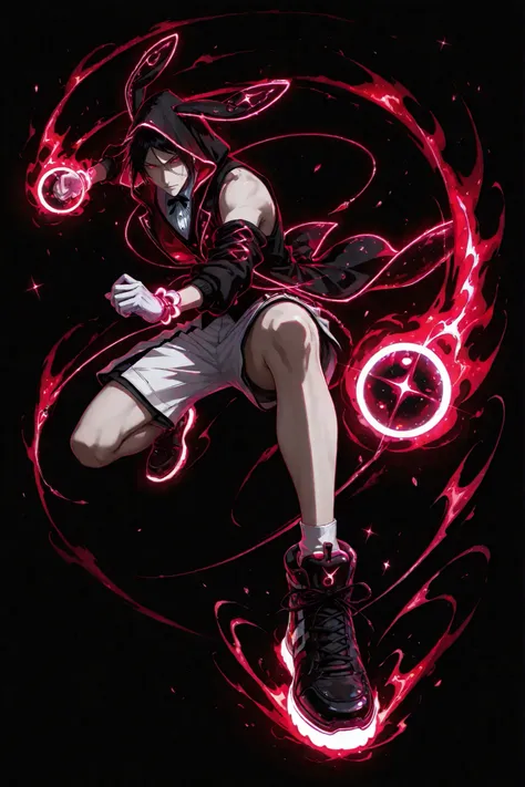 neon art, neon lineart, blue neon lineart, neon silhouette, silhouette, neon colors, glowing, glow effect, bright outlines, vibrant colors, high contrast, dark background, digital art, 1 man, adult, Sebastian Michaelis, Kuroshitsuji, solo, black hair, red ...