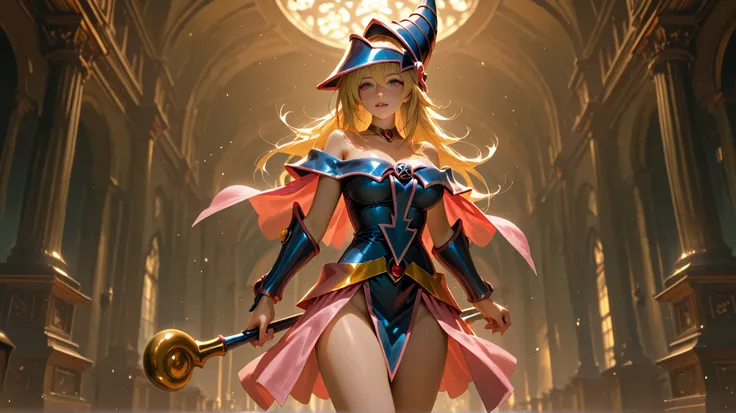  black magician girl、 sexy、 more details、 realistic 、 Top Masterpieces、 Fantasy Backgrounds、 right after the battle starts