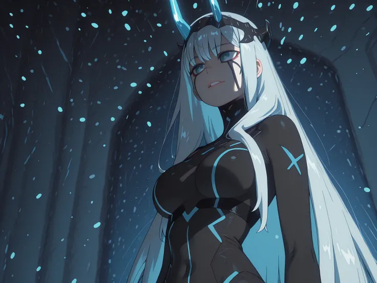 A young female character , sozinho, her body is the same height and body type as Alisa Mikhailovna Kujou de Alya Sometimes she hides her feelings in Russian, her body is blue in the same tone as the body of Princess Klaxosaurus from Darling in the Franxx,...