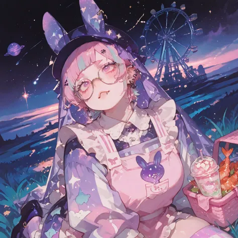 upper body, dutch angle, isometric perspective, head tilt, tapping lip, curious expression, 1 femboy, (pastel (pink) curly (wolfcut)), (((adult))), (((lip piercings))), (((double lip piercings,))) short bangs, big forehead, (((bean brows,))) sharp canines...