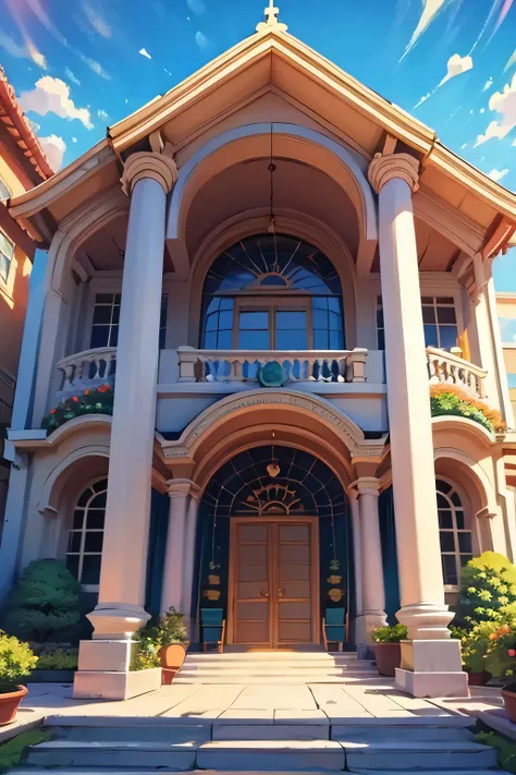 The elegant city streets are wrapped in a timeless atmosphere, with the magnificent Palladian palaces that rise in all their grandeur. The warm light of the sunset caresses the facades of white marble and golden stone, highlighting the classical columns an...