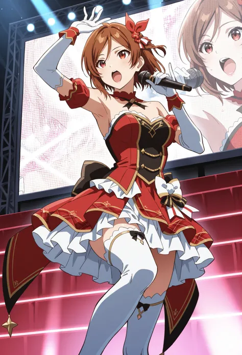 Score_9, score_8_up, score_7_up, source_anime, Sakuraimori Akane, solo, red eyes, brown hair, short hair, medium breasts, (best quality), (high quality), {masterpiece}, extremely delicate and beautiful, ultra-detailed, beautiful detailed eyes, idol, idol c...