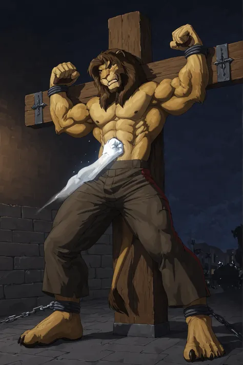 mitzakan,CROSS_X,Crucifixion,arms spread,legs spread,x-cross (bdsm),bondage, restrained, legs apart, Mitzakan, (masterpiece, highly detailed face, detailed realistic dark brown eyes),  Highest Quality, 4k, masterpiece, solo, Amazing Details, highly detaile...