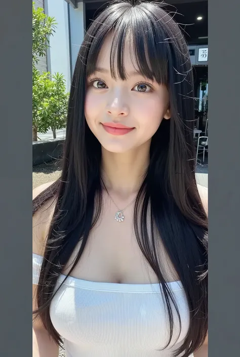 {{}},{High precision in selection},{{{{chestof上of顔of写真}}}},{{1 person18 of :Smile Yan:chest:Nipples}}、{Smile:big double eyelids:mascara: teardrop bags:}}、{{透けて見える白いタンクトップ-Nipples:1.8}}