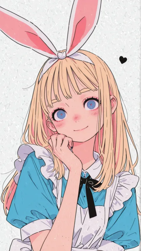 PORTRAIT、Tim Burton Style、Alice in Wonderland、Alice and the Rabbit、Cute Alice、A pale-colored world、happy eyebrows、