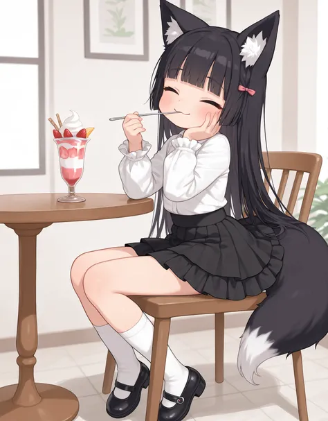 1girl,solo,Children,anime girl,short girl,little girl,fox ear,fox earをつけたlittle girl,little girl,child,,,,child10歳, girl , Cute Cute Girl,,(flat chest1:6),flat chested,,beautiful face,long lashes,,hime cut black super long hair,princess cut black hair,,Blu...