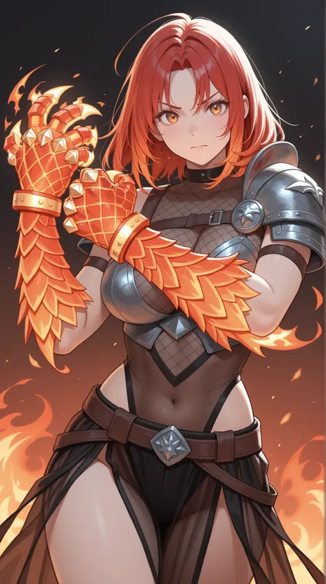womanhood, Fire claw knuckles, See-through Mesh Inner, shoulder guard, 