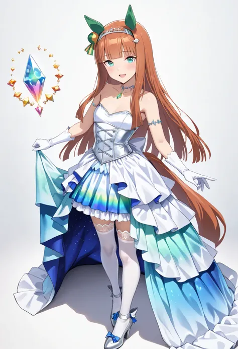 (masterpiece, best quality, perfect face:1.4), wide angle, silence suzuka \(umamusume\), horse ears, ear cover, white headband, small breasts, horse tail, tail on the lower back, proportional body, proportional,1 girl, beautiful hair, beautiful face, beaut...