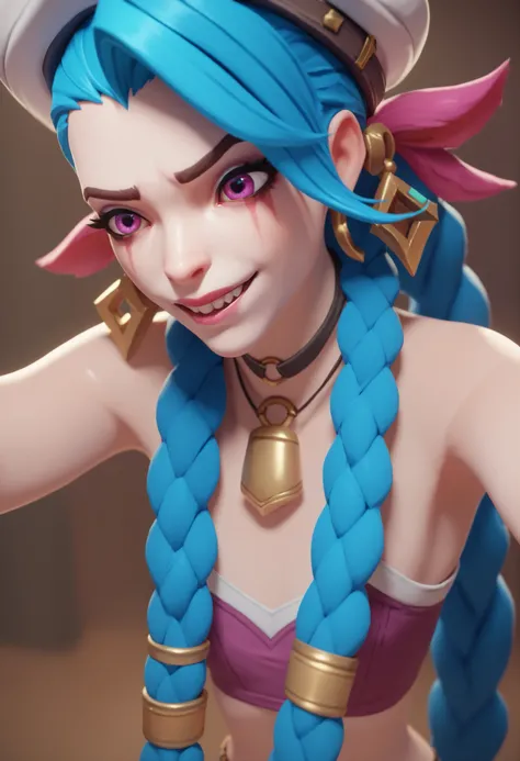faça a jinx de league of legends, pelados, cabelo azul, bunda grandemente