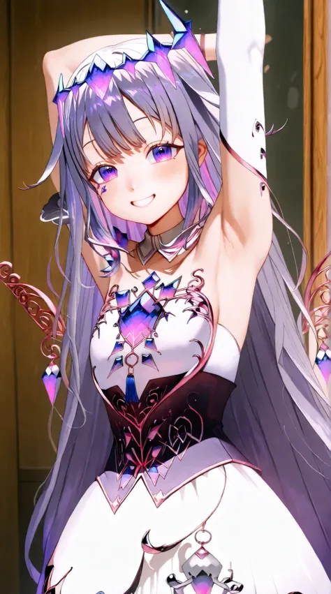 arafed young short girl in a corset and purple dress posing for a picture, render of a cute 2d anime girl, render of april, royal elegant pose, 2 d render character art 8 k, render of mirabel madrigal, smooth anime cg art, 8k octae render photo, highly det...