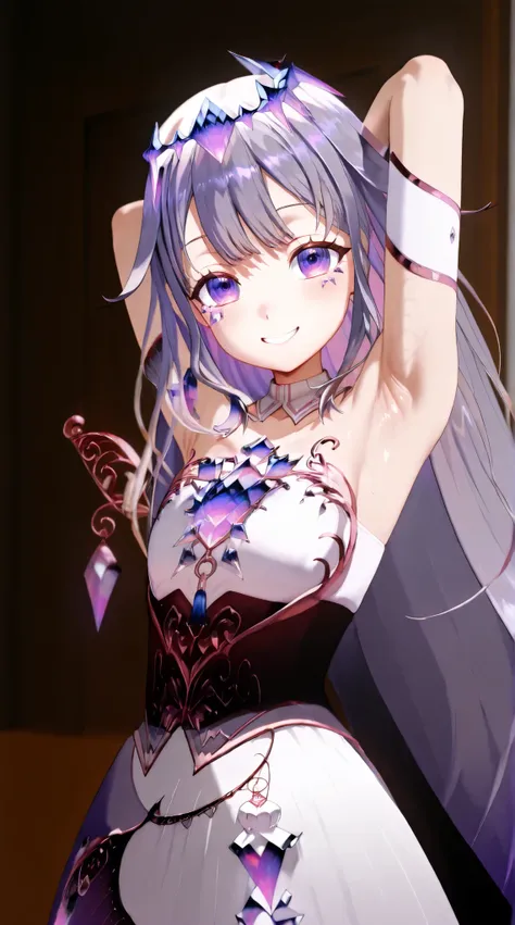 arafed young short girl in a corset and purple dress posing for a picture, render of a cute 2d anime girl, render of april, royal elegant pose, 2 d render character art 8 k, render of mirabel madrigal, smooth anime cg art, 8k octae render photo, highly det...