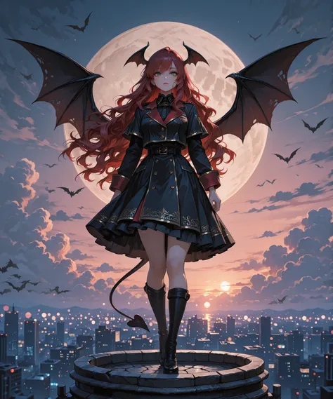 748cmstyle,masterpiece,the best quality,newer,absurdres,adult-girl,, A semi-realistic ultra high quality image of a sexy sensual Proud anime, Full body shot, 16K anime style quality, digital drawing mode, very long wavy Red hair, well drawn highdef fierce ...