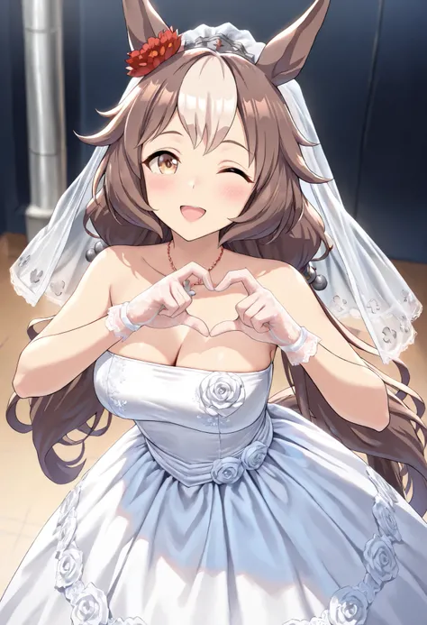 (masterpiece, best quality, perfect face:1.4), wide angle, yamanin zephyr \(umamusume\), 1girl, horse ears, red ear ornament, silver hair ornament, horse tail, tail on the lower back, proportional body, proportional, beautiful hair, beautiful face, beautif...