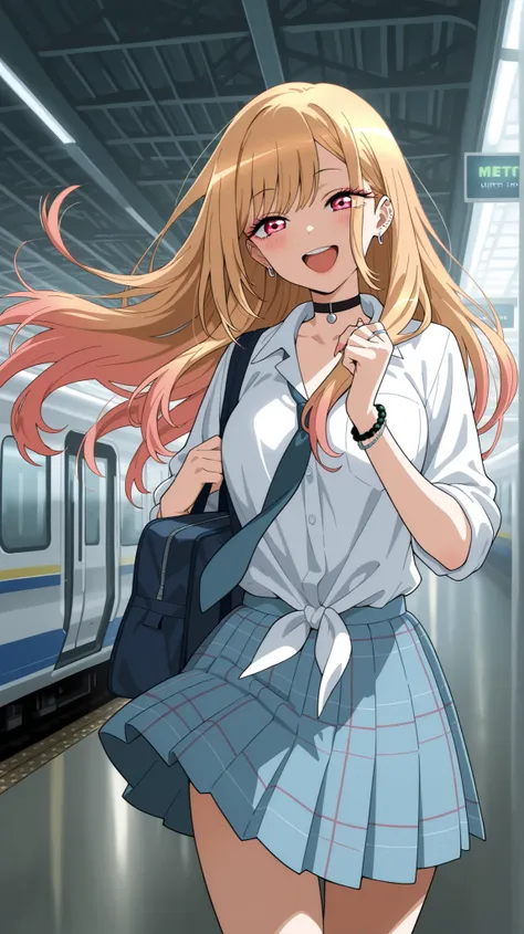 BREAK (masterpiece:1.2), best quality, high resolution, unity 8k wallpaper, (illustration:0.8), (beautiful detailed eyes:1.6), extremely detailed face, perfect lighting, extremely detailed CG,skirt, shirt, jewelry, school uniform, white shirt, pleated skir...