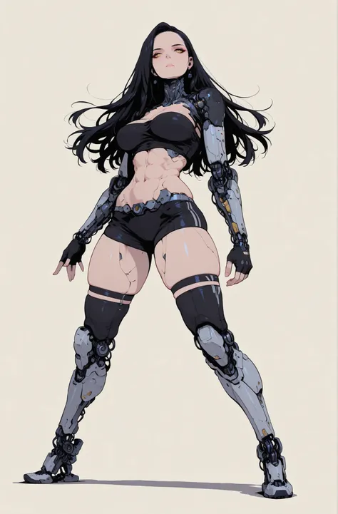 (masterpiece:1.2), (best quality), super detailed, simple background, solo, metallic textures, plastic, glossy, dynamic view, no lineart, android, cyberpunk, futuristic aesthetic, mechanical anatomy, robotic details, detailed mechanical joints, skin lines,...