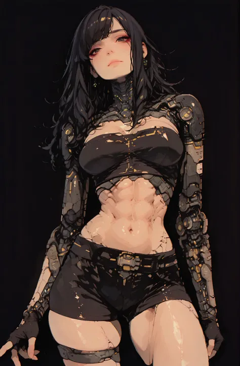 (masterpiece:1.35), (very aesthetic, best quality:1.3), highly detailed, dark environment, backlit, absurdres, no lineart, hyperdetailed realism, addmicrodetails, detailed shading, realistic textures, female focus, 3d anime style, dark background, 

Indoor...