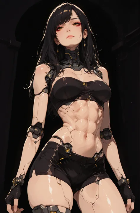 (masterpiece:1.35), (very aesthetic, best quality:1.3), highly detailed, dark environment, backlit, absurdres, no lineart, hyperdetailed realism, addmicrodetails, detailed shading, realistic textures, female focus, 3d anime style, dark background, 

Indoor...