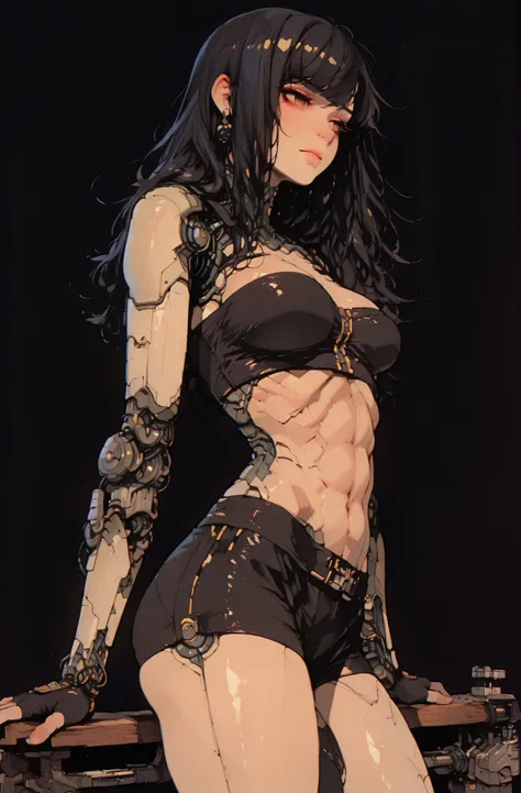 (masterpiece:1.35), (very aesthetic, best quality:1.3), highly detailed, dark environment, backlit, absurdres, no lineart, hyperdetailed realism, addmicrodetails, detailed shading, realistic textures, female focus, 3d anime style, dark background, from sid...