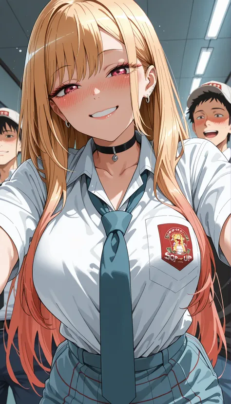 score_9, score_8_up, score_7_up, score_6_up, score_5_up, score_4_up, source_anime, Marin Kitagawa,tag1, tag2, best quality, high quality, 8k, very high resolution, perfect lighting, clear face, long hair, blonde hair, bangs, Indonesian high school uniform,...