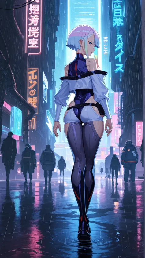 BREAK looking at viewer, BREAK (masterpiece:1.2), best quality, high resolution, unity 8k wallpaper, (illustration:0.8),extremely detailed face, perfect lighting, extremely detailed CG, (perfect hands, perfect anatomy),Cyberpunk anime cityscape, neon light...
