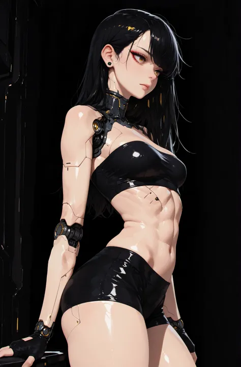 (masterpiece:1.35), (very aesthetic, best quality:1.3), highly detailed, dark environment, backlit, absurdres, no lineart, hyperdetailed realism, addmicrodetails, detailed shading, realistic textures, female focus, 3d anime style, dark background, view fro...