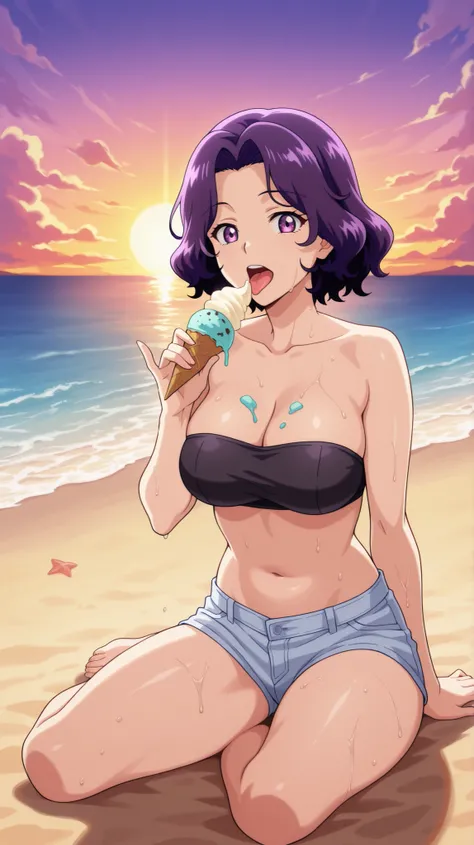 BREAK looking at viewer, BREAK (masterpiece:1.2), best quality, high resolution, unity 8k wallpaper, (illustration:0.8), (beautiful detailed eyes:1.6), extremely detailed face, perfect lighting, extremely detailed CG, (perfect anatomy), beach,sun, clouds,o...