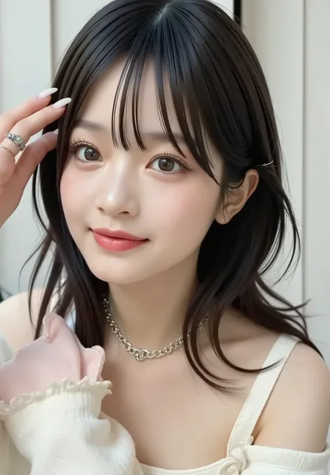{{focus on your face: 1.8},{{focus on the eyes: 1.8}},{{{top quality: 1.8}}}, {top quality: 1.8}, {bungs:1.8}},,{natural makeup: 1.8},{{Clear Eyes: 1.8}, {Beautiful Fingertips:Manicure:1.8}, {professional lighting)}},{High Accuracy Selection},{{{{photo of ...