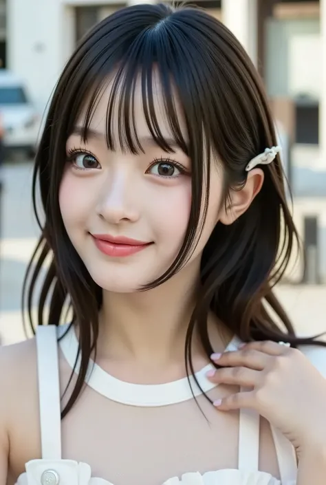 {{focuses on the face: 1.8},{{focus on the eyes: 1.8}},{{{top quality: 1.8}}}, {top quality: 1.8}, {bangs:1.8}},,{natural makeup: 1.8},{{Clear Eyes: 1.8}, {Beautiful Fingertips:nail polish:1.8}, {professional lighting)}},{High Accuracy Selection},{{{{small...
