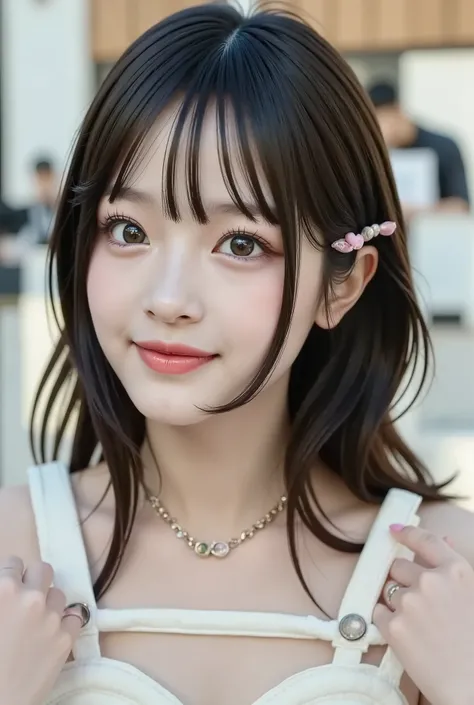 {{focuses on the face: 1.8},{{focus on the eyes: 1.8}},{{Focus on your eyes :1.6}},{{{top quality: 1.8}}}, {top quality: 1.8}, {bang:1.8}},,{natural makeup: 1.8},{{Clear Eyes: 1.8}, {Beautiful Fingertips:nail polish:1.8}, {professional lighting)}},{high-pr...
