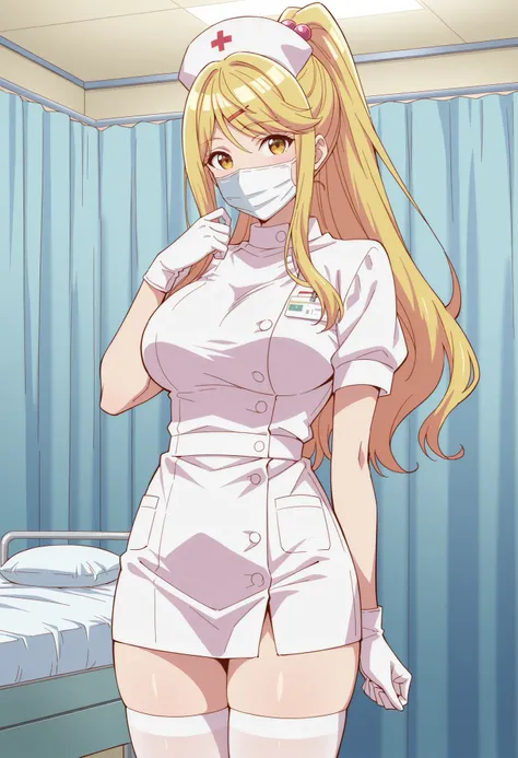 Score_9, score_8_up, score_7_up, source_anime, himari ishikura, solo, bangs, blonde hair, hair ornament, yellow eyes, ponytail, hairclip, high ponytail, large breasts, hair bobbles, (best quality), (high quality), {masterpiece}, extremely delicate and beau...