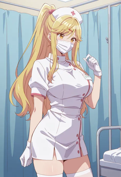Score_9, score_8_up, score_7_up, source_anime, himari ishikura, solo, bangs, blonde hair, hair ornament, yellow eyes, ponytail, hairclip, high ponytail, large breasts, hair bobbles, (best quality), (high quality), {masterpiece}, extremely delicate and beau...
