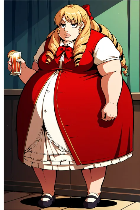 score_9, score_8_superior, score_7_superior, score_6_superior, sauce_anime, Break 1 Girl, woman, Solo p5 principal, Fat, obesity, score_9, score_8_up, score_7_up, source_anime BREAK 1girl, solo,   Margarita Dresden, long hair, drill hair, hair ribbon, medi...