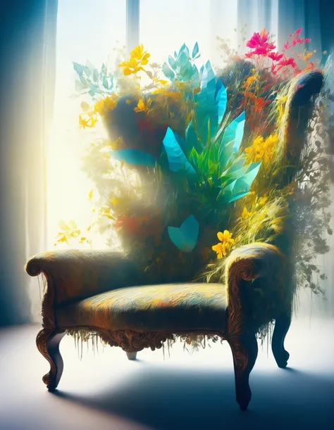 ~ see comments for details ~
(masterpiece), (best quality), (ultra-detailed), geoflora wooden chair in a living room, (double exposure photo:1.4), (primary color tones:1.2), (underexposed:1.2), (matte finish:1.2), light leaks, high detail, soft focus, natu...