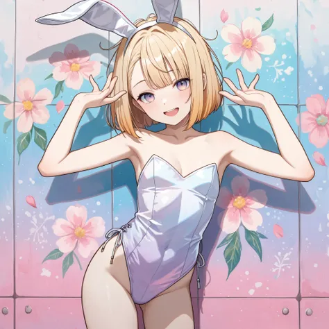 ((Masterpiece)), ((best quality, amazing quality)), ((very aesthetic, absurdres, newest, detailed background)), ((1girl)), Cute young Girl, (Healthy Gaunt body, Textured skin, small breast, tilt head), ((pale purple eyes, gradient eyes, looking at side)), ...