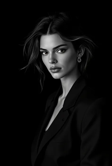 a young beautiful woman with long hair, (in ribbed crop top and leather pants on dark monochrome backdrop), (fine facial features), Tousled luxuriant hair, Supermodel, wavy hair, High resolution, (Masterpiece, Best Quality, High Quality:1.4), Intricate Det...