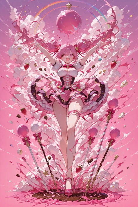 masterpiece, best quality, flat anime, score_9_up, score_8_up, score_7_up, illustration, anime artwork
BREAK
1girl, solo, 20-year-old Japanese adult woman, captured in a dynamic magical girl transformation pose, shot from a dramatic low angle to emphasize ...