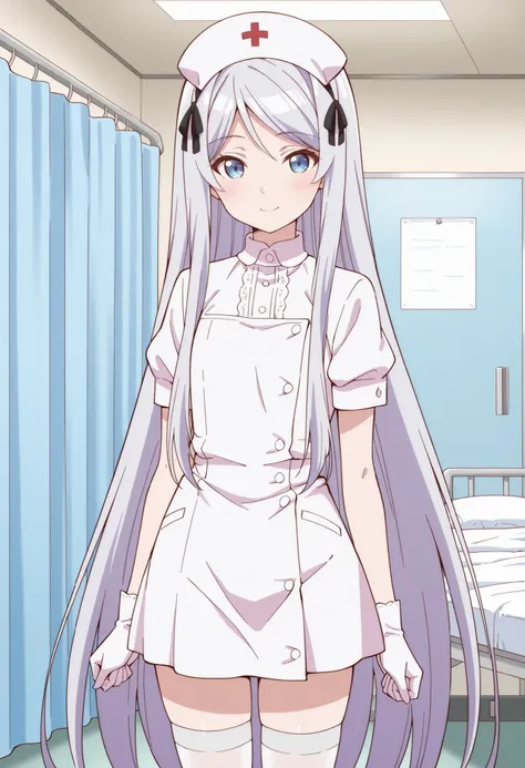 Score_9, score_8_up, score_7_up, source_anime, shisei houjou (kurakon), solo, very long hair, grey hair, sidelocks, blue eyes, flat chest, (best quality), (high quality), {masterpiece}, extremely delicate and beautiful, ultra-detailed, beautiful detailed ...