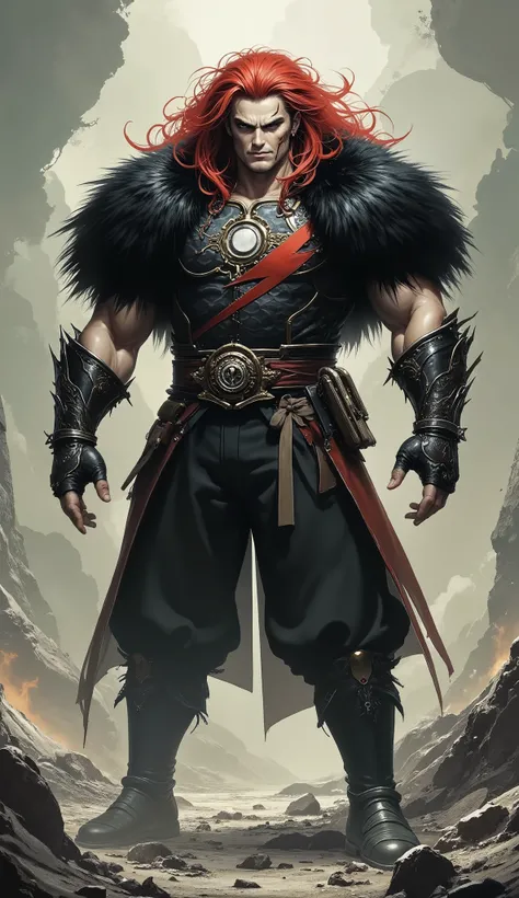 masterpiece, best quality, hyper-detailed, cinematic lighting, professional fantasy character illustration. A tall, immensely muscular middle-aged man, an imposing fantasy wuxia hegemon. He has a rugged face with a serious expression, a confident smirk, an...