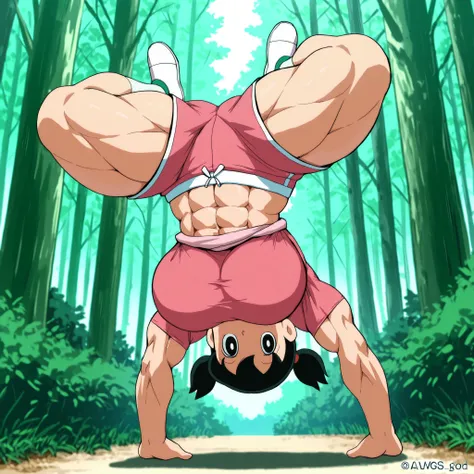 score_9, source_anime, rating_safe BREAK 1girl, solo, minamoto shizuka \(doraemon\), black hair, low twintails, short twintails, black eyes, pink shirt, white solo, long Shot, looking at viewer, eye level shot,big pec's, over-sized breast,pink shirt, pink ...