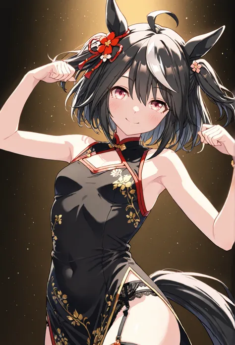 1woman:1.3}}}, ,{{{kitasan black:1.5,Uma Musume:1.4,gray hair,Horse Ears,Horse Tail,}}},{{{medium  breasts}}},{{{masterpiece}}},{{{top quality}}}, {{Super Detailed}}, {{very delicate and beautiful}}}, {{{8k}}},{{{flat color:0.6}}},{{{type-moon:1.5},{{{face...