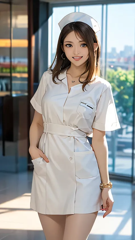 masterpiece, top quality, Extremely Aesthetic, very high resolution, Newest), 1girl, Perfect Bodies, anatomically accurate, 28 years old, light brown hair, medium hair in a narrow vagina, straight hair, light brown eyes:1.2, nurse, Friendly and Easy to App...