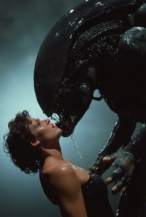 a massive xenomorph dick fuck unconscious Ellen Ripley pussy hard, Ellen Ripley is gunge all over her body and cum on her face