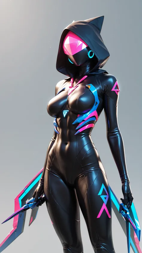 womanhood, triangle blade, tight mecha suit, 